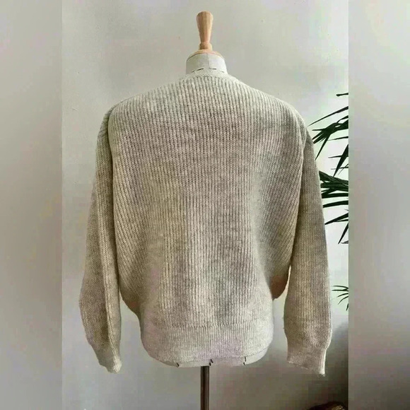 Mango Basics Beige Knit Top Lace V-Neck Sweater Pullover | XS - Picture 4 of 5